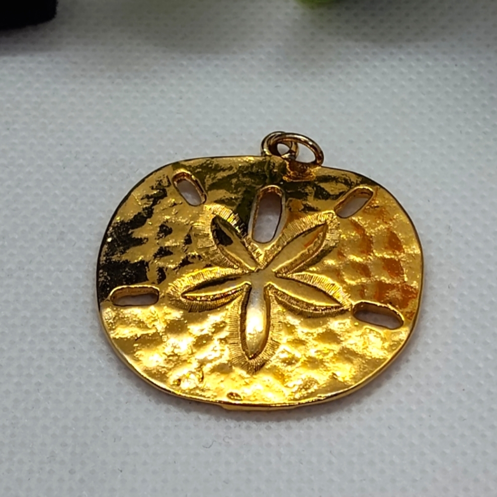 Gold Tone Sand dollar Pendant For Necklace or Bracelet